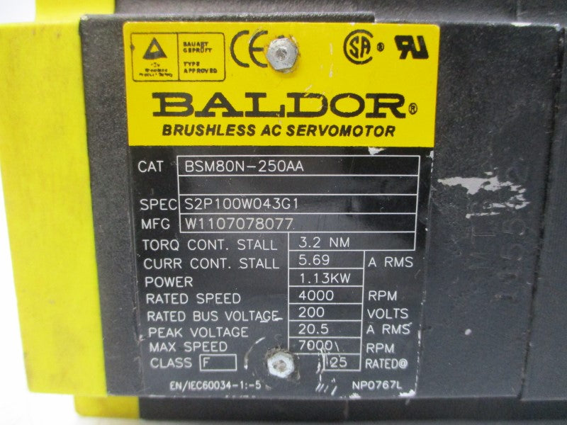 BALDOR BSM80N-250AA 200VAC 3.2/5.69A UNMP