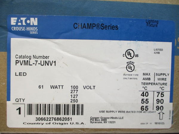 EATON CROUSE-HINDS PVML-7-UNV1 100-277VAC 0.21-0.61A NSMP