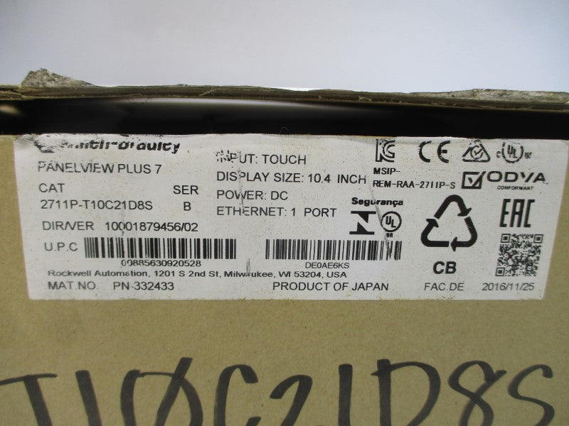 ALLEN BRADLEY 2711P-T10C21D8S SER. B 24VDC NSMP