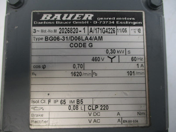 BAUER BG06-31/D06LA4/AM 460V 1A NSNP