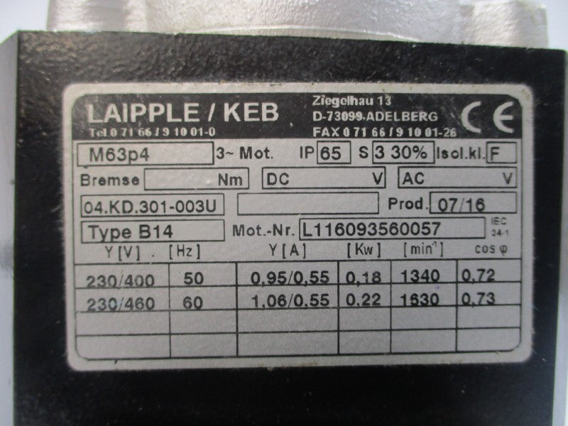 LAIPPLE/KEB M63P4 B14 230/460V 1.06/0.55A NSNP