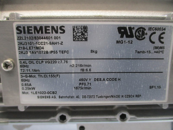 SIEMENS 2KJ3101-1CC21-9AH1-Z 460V 0.65A NSNP