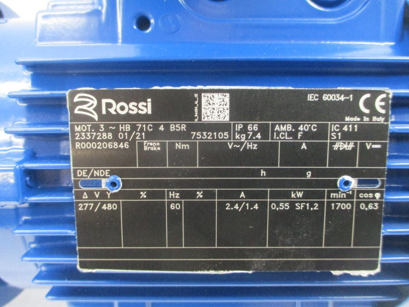 ROSSI HB71C4B5R MR2I32PC1A-11X140 277/480V 2.4/1.4A NSNP