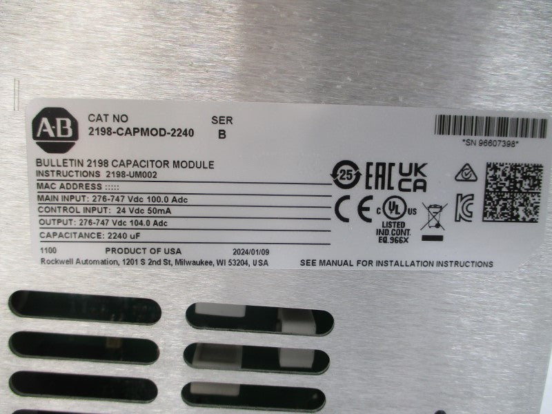 ALLEN BRADLEY 2198-CAPMOD-2240 SER. B 276-747VDC NSMP