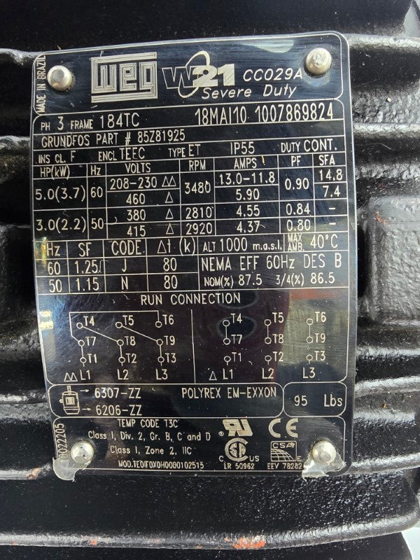 WEG TE0IF0X0H0000102515 85Z81925 208-230/460V 13.0-11.8/5.90A NSNP