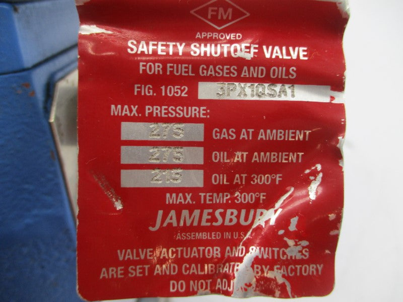JAMESBURY QPX1C/M 10523PX1QSA1 9150313600XTZ2 275PSI 1" (AS IS) NSNP