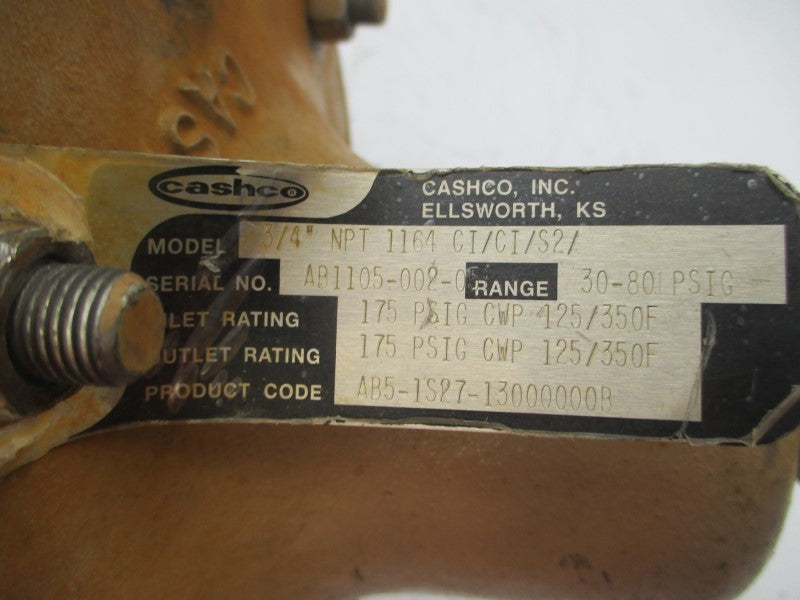 CASHCO 1164 AB5-1S27-13000000B 30-80PSI 3/4" UNMP
