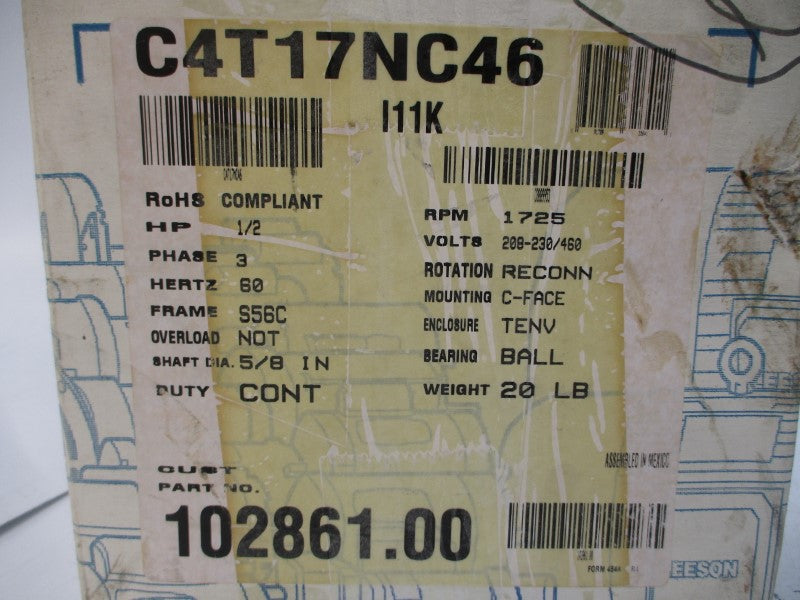 LEESON 102861.00 C4T17NC46A 208-230/460V 1.8-1.8/.9A NSMP