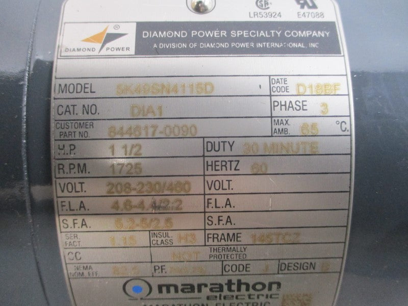 MARATHON ELECTRIC 5K49SN4115D D1A1 208-230/460V 4.6-4.4/2.2A NSMP