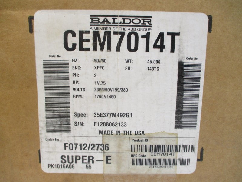 BALDOR CEM7014T 230/460//190/380V 3/1.5//2.3/1.4A NSMP