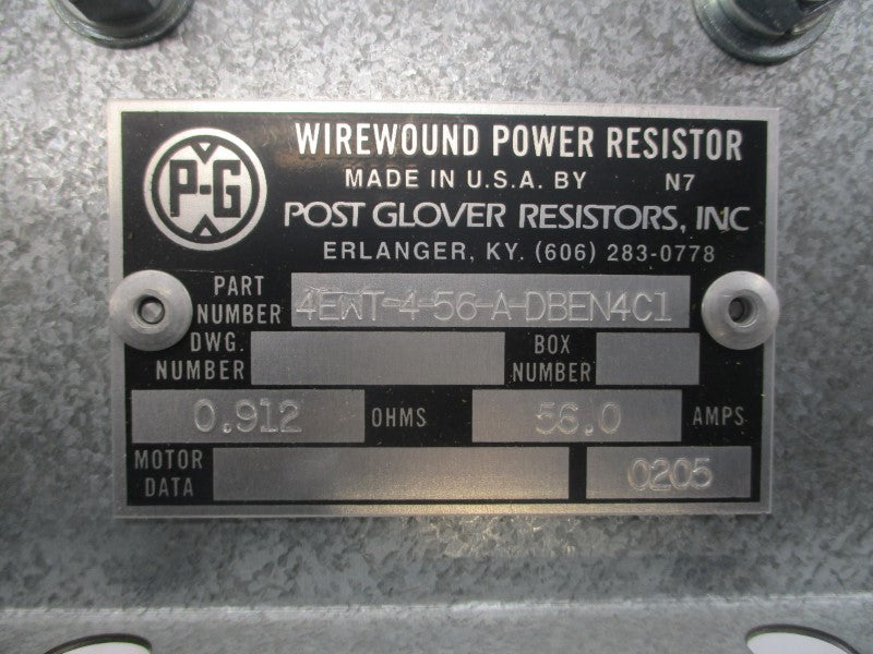 POST GLOVER RESISTORS 4EWT-4-56-A-DBEN4C1 56.0A NSNP