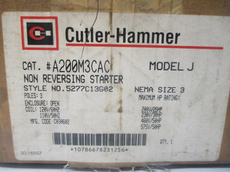CUTLER HAMMER A200M3CAC 5277C13G02 110/120V NSMP