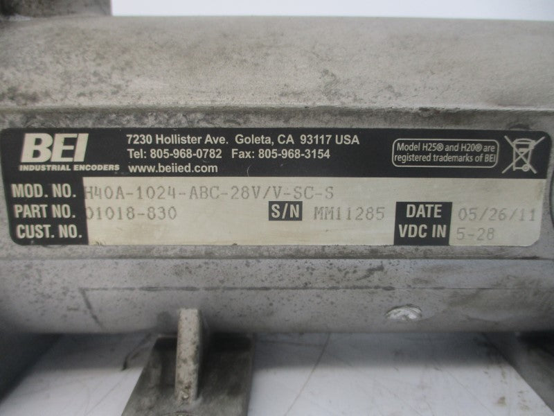 BEI INDUSTRIAL ENCODERS H40A-1024-ABC-28V/V-SC-S 01018-830 5-28VDC UNMP