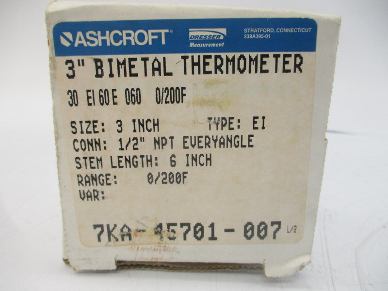 ASHCROFT 30EI60E0600/200F 3" STEM6 NSMP