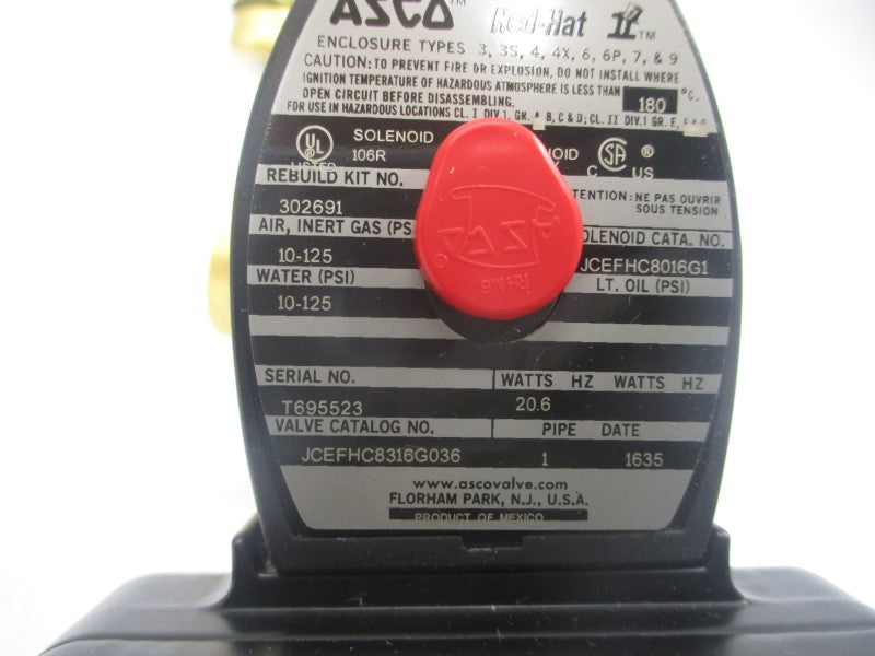 ASCO JCEFHC8316G036 125VDC 10-125PSI 1" NSMP