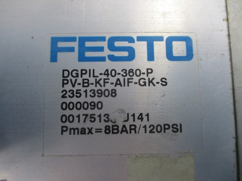 FESTO DGPIL-40-360-PPV-B-KF-AIF-GK-S 23513908 120PSI UNMP