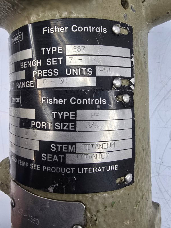 FISHER CONTROLS TYPE 667 BF SIZE 30 7-15PSI 3/4" UNMP