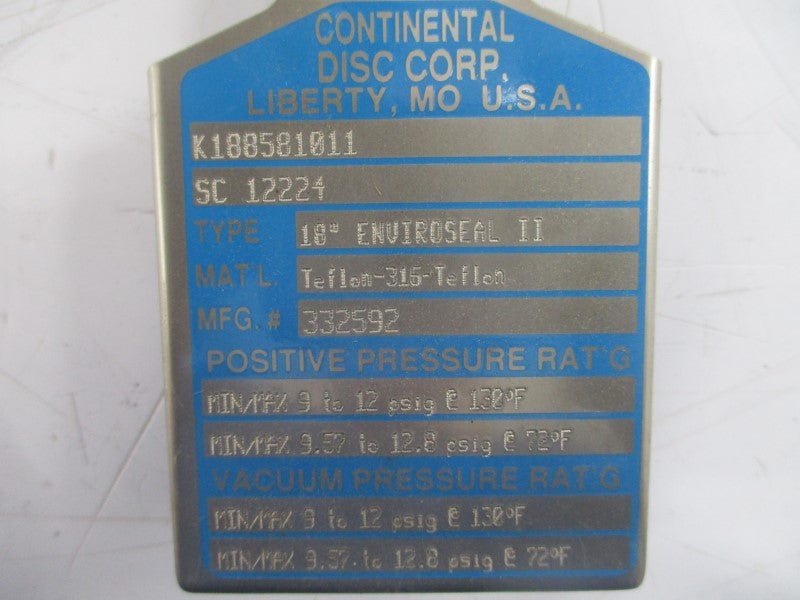 CONTINENTAL DISC K188581011 332592 9-12PSI 18" NSNP