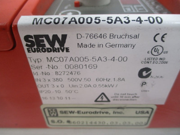 SEW EURODRIVE MC07A005-5A3-4-00 8272476 380-500V 1.8A UNMP
