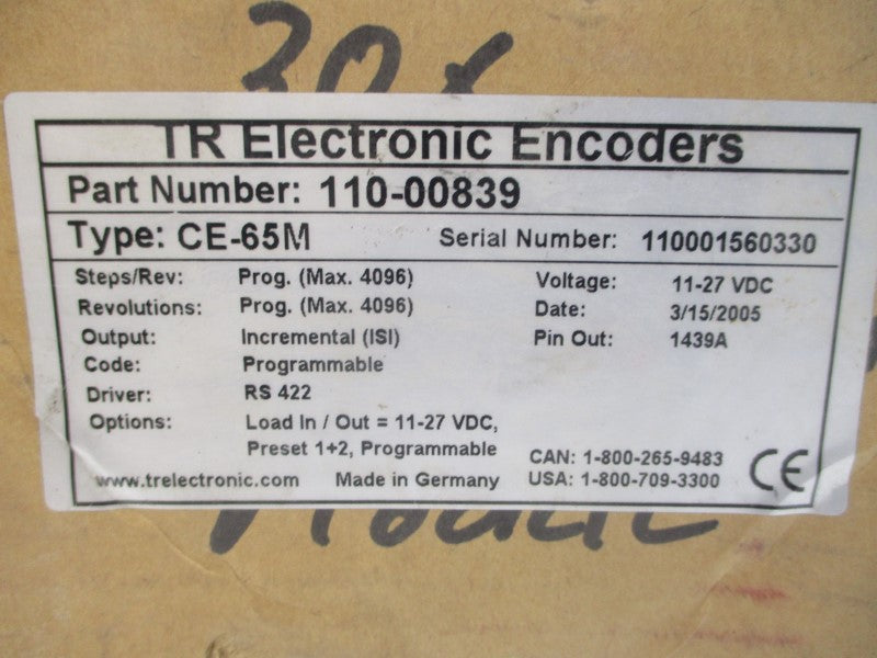 TR ELECTRONICS 110-00839 CE-65M 11-27VDC NSMP