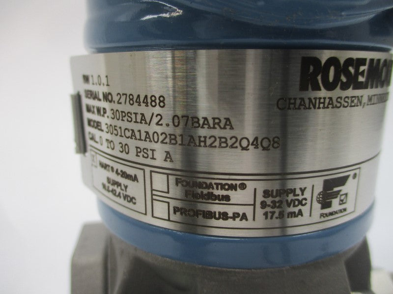ROSEMOUNT 3051CA1A02B1AH2B2Q4Q8 10.5-42.4VDC 30PSI NSMP