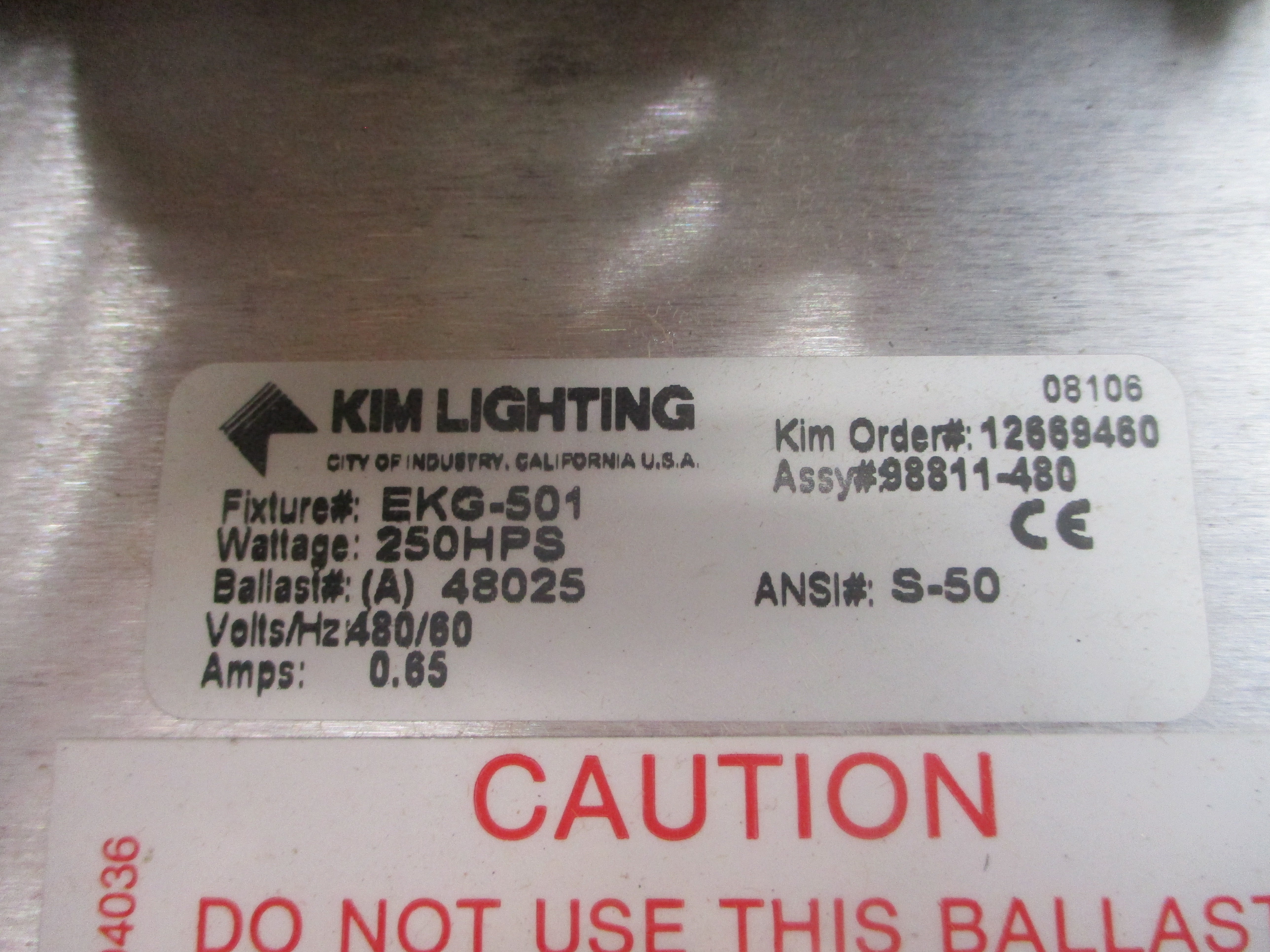 KIM LIGHTING EKG-501 98811-480 480V 0.65A NSMP