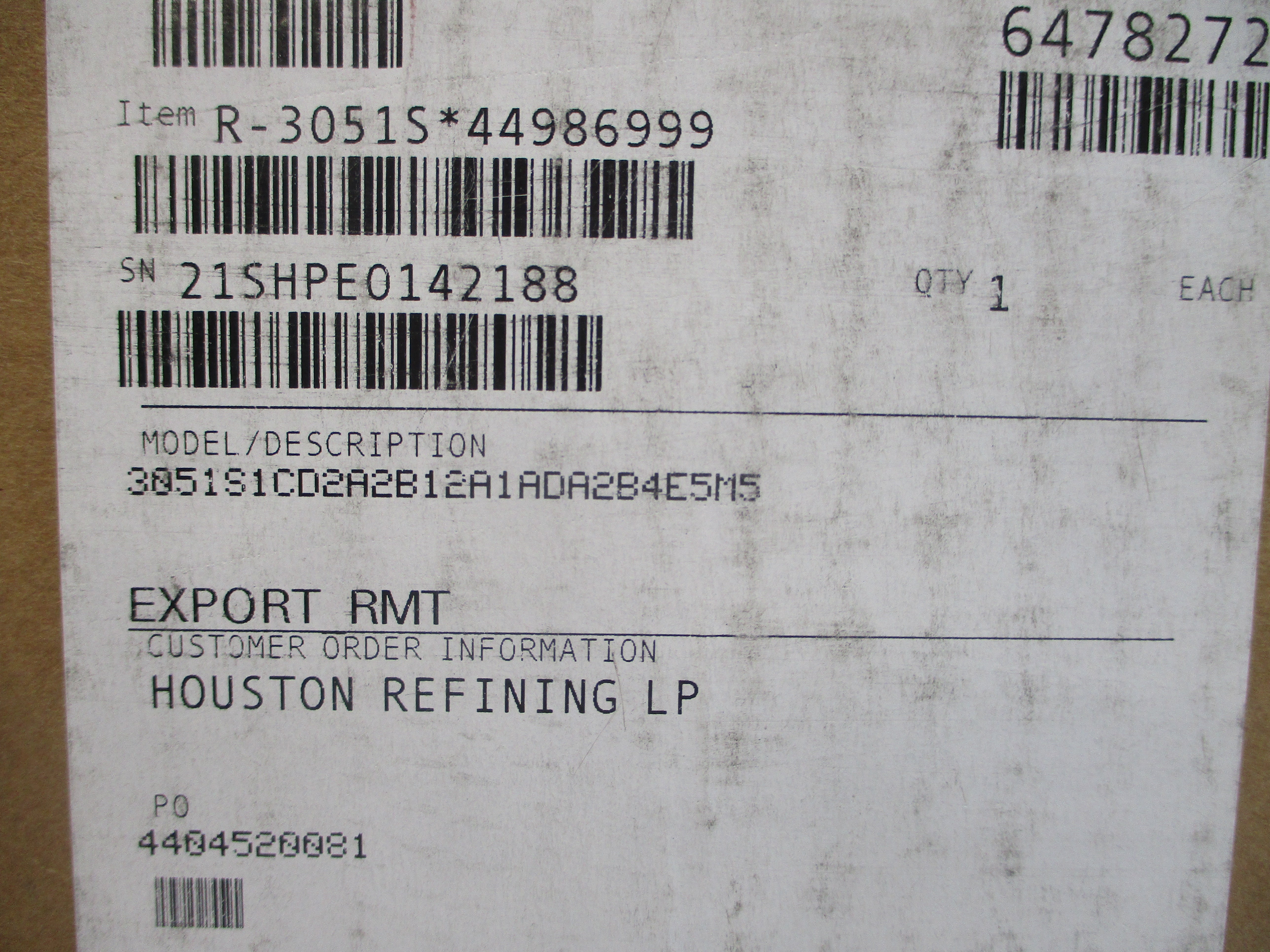 ROSEMOUNT 3051S1CD2A2B12A1ADA2B4E5M5 10.5-42.4VDC 2500PSI NSMP