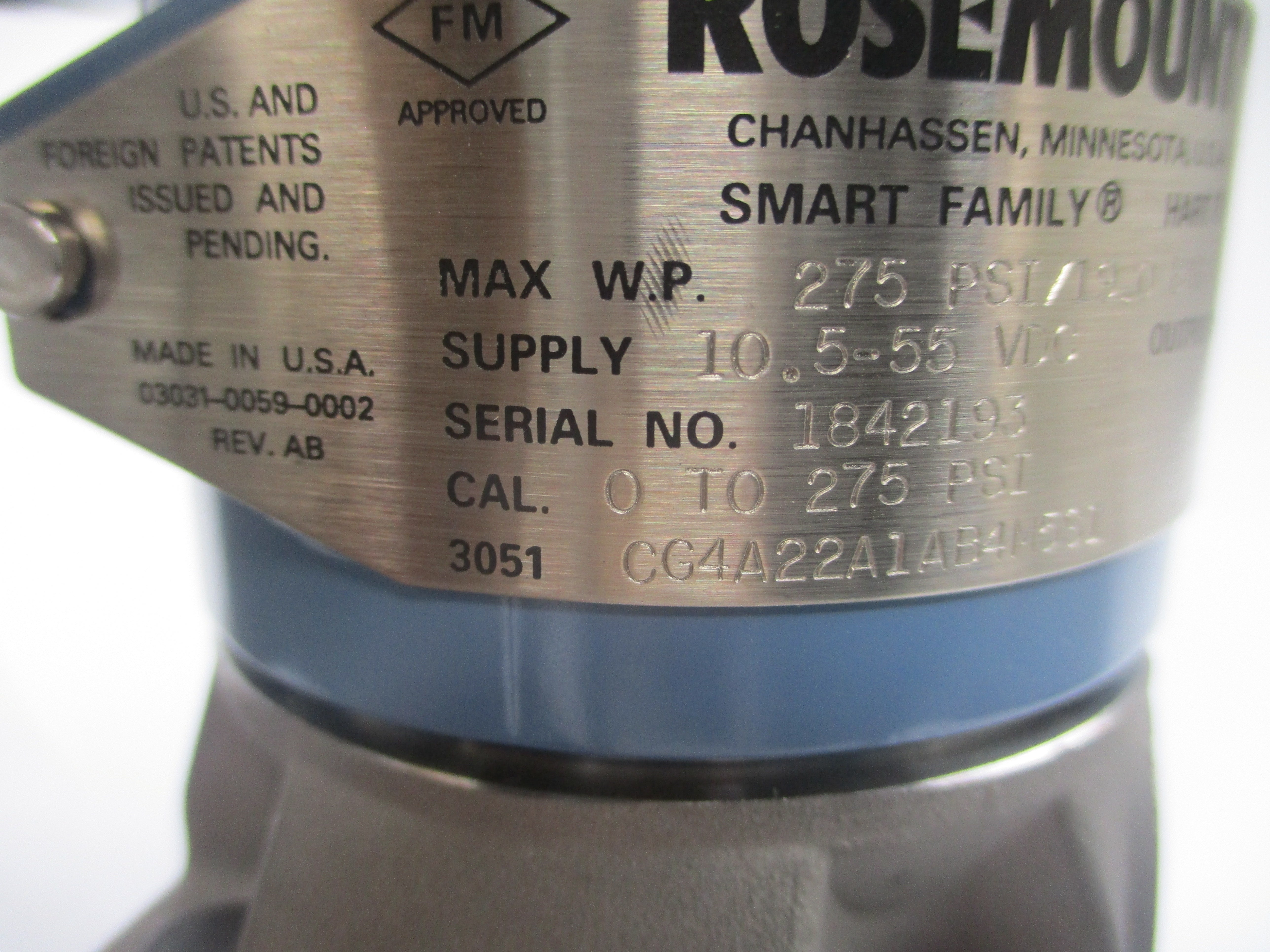 ROSEMOUNT 3051CG4A22A1AB4M5S1 10.5-55VDC 275PSI NSNP