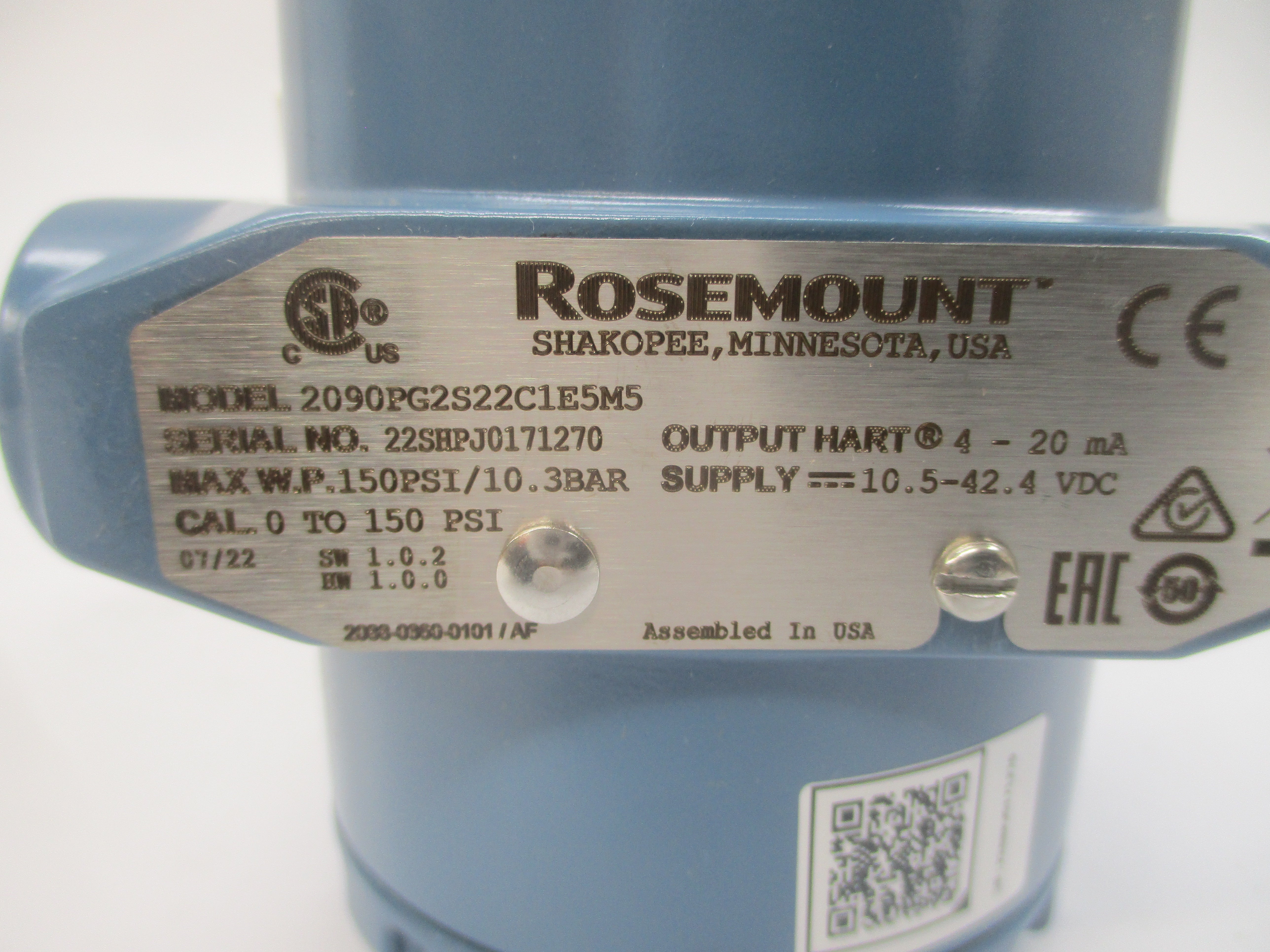 ROSEMOUNT 2090PG2S22C1E5M5 10.5-42.4VDC 150PSI NSMP
