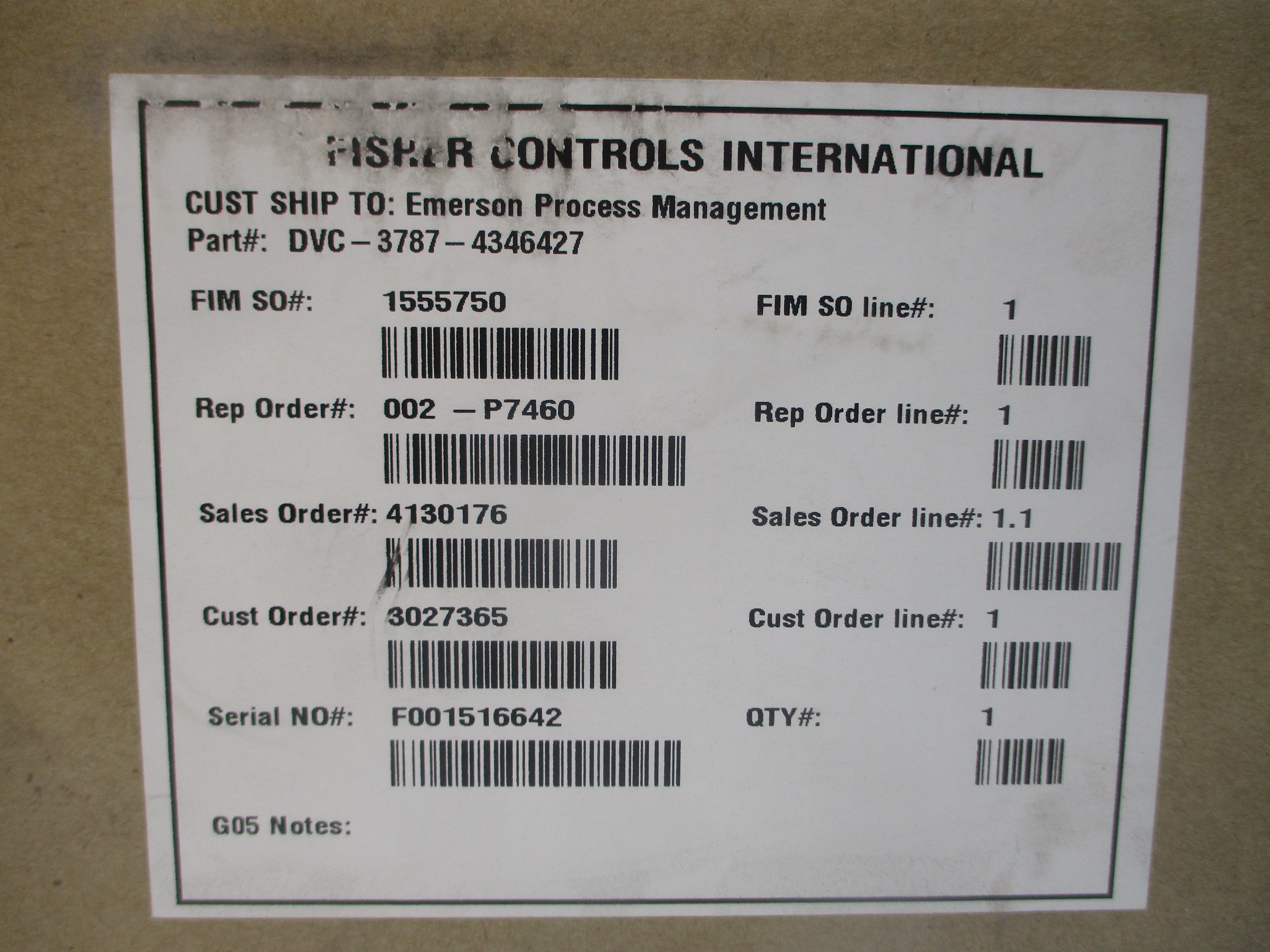 FISHER CONTROLS DVC2000 DVC-3787-4346427 30VDC 100PSI NSMP