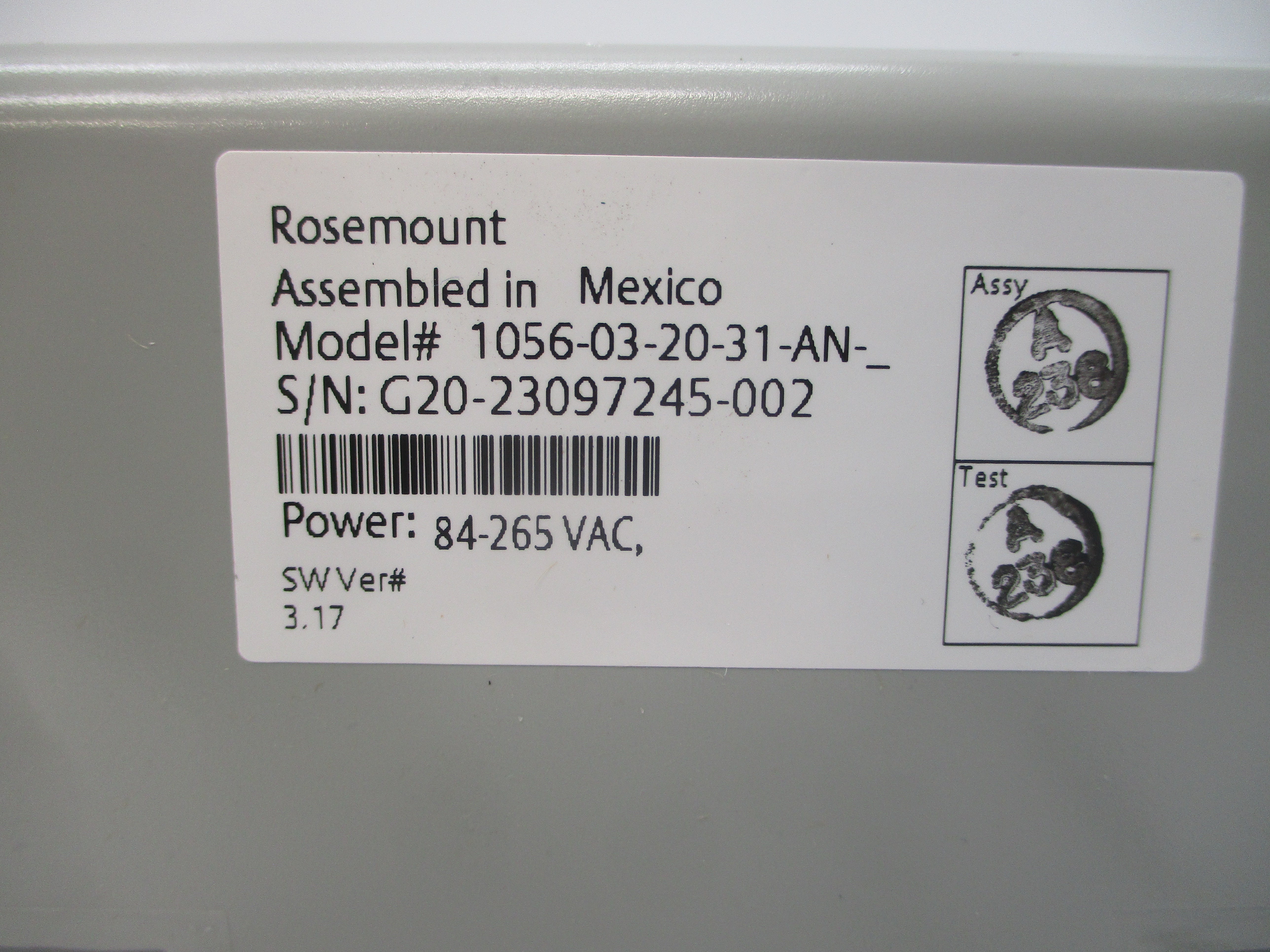 EMERSON ROSEMOUNT 1056-03-20-31-AN 84-265VAC NSMP