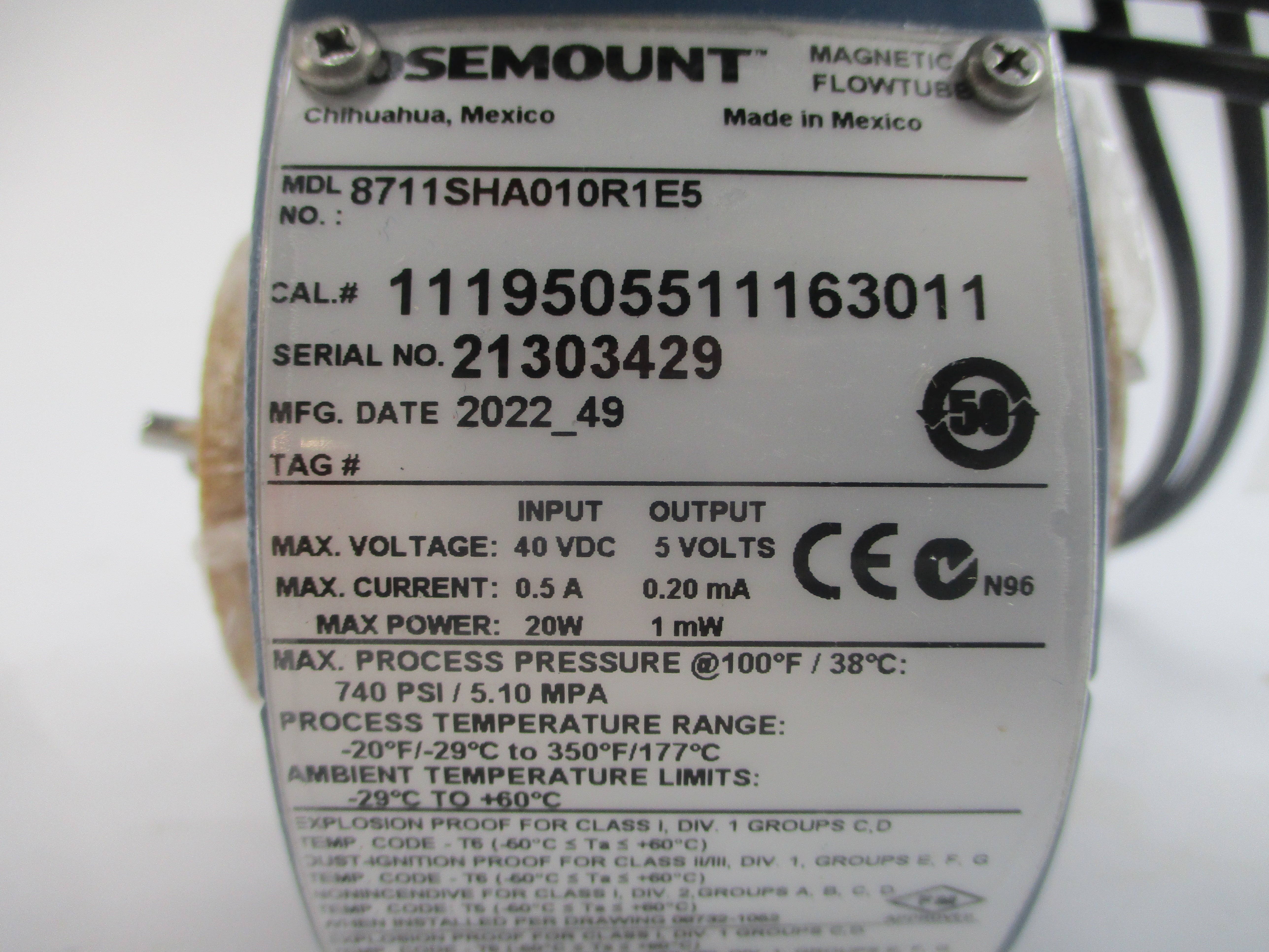 ROSEMOUNT 8711SHA010R1E5 40VDC 0.5A 740PSI NSMP