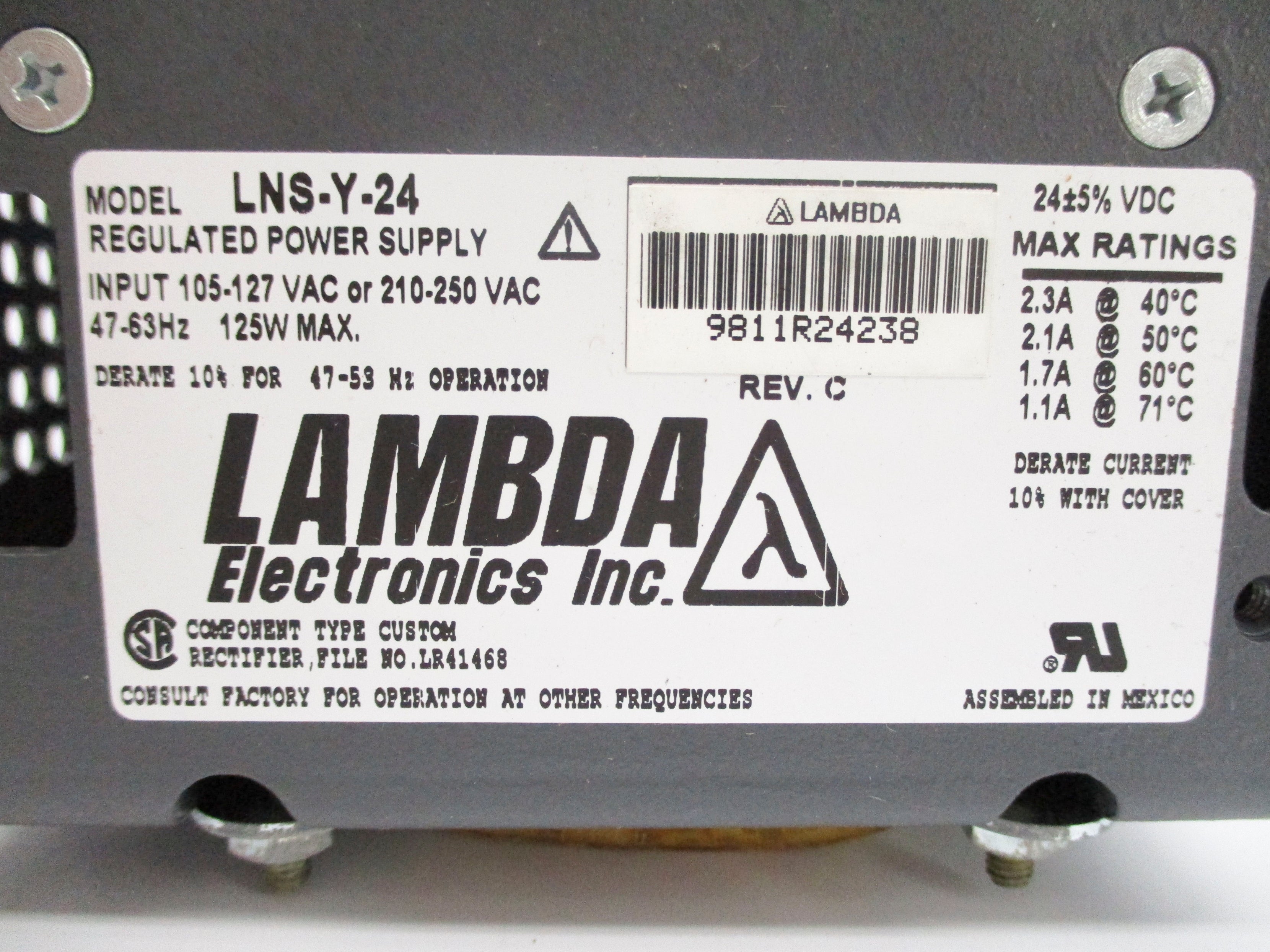 LAMBDA ELECTRONICS LNS-Y-24 210-250VAC 1.1A REV. C NSNP