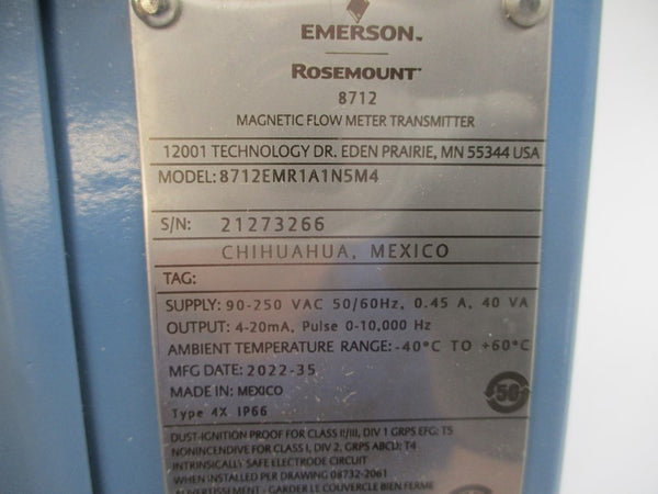 ROSEMOUNT 8712EMR1A1N5M4 90-250VAC 0.45A NSMP