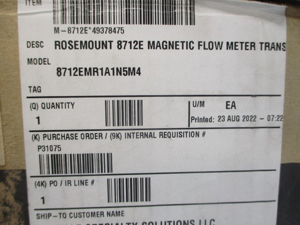 ROSEMOUNT 8712EMR1A1N5M4 90-250VAC 0.45A NSMP