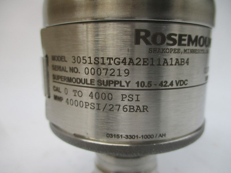 ROSEMOUNT 3051S1TG4A2E11A1AB4 10.5-42.4VDC 4000PSI NSMP