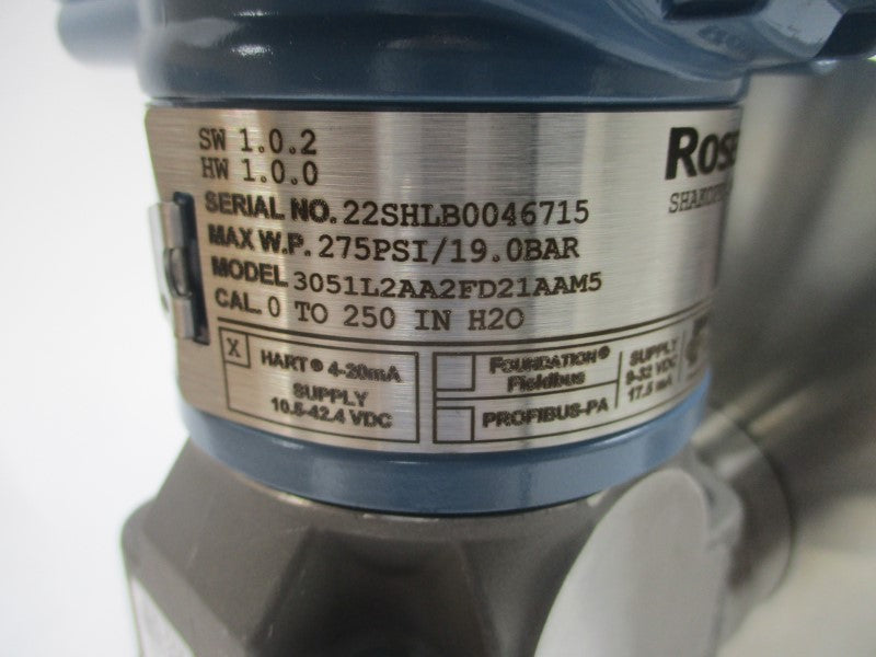 ROSEMOUNT 3051L2AA2FD21AAM5 10.5-42.4VDC 275PSI NSMP