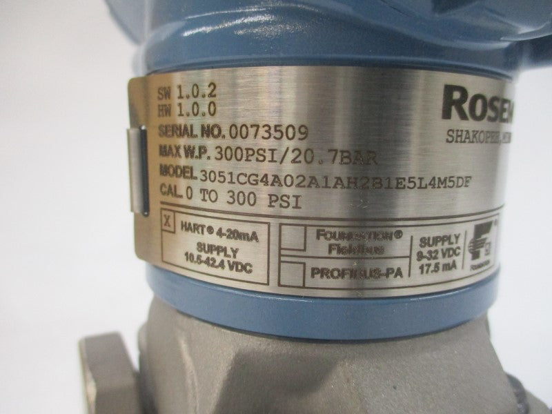 ROSEMOUNT 3051CG4A02A1AH2B1E5L4M5DF 10.5-42.4VDC 300PSI NSMP
