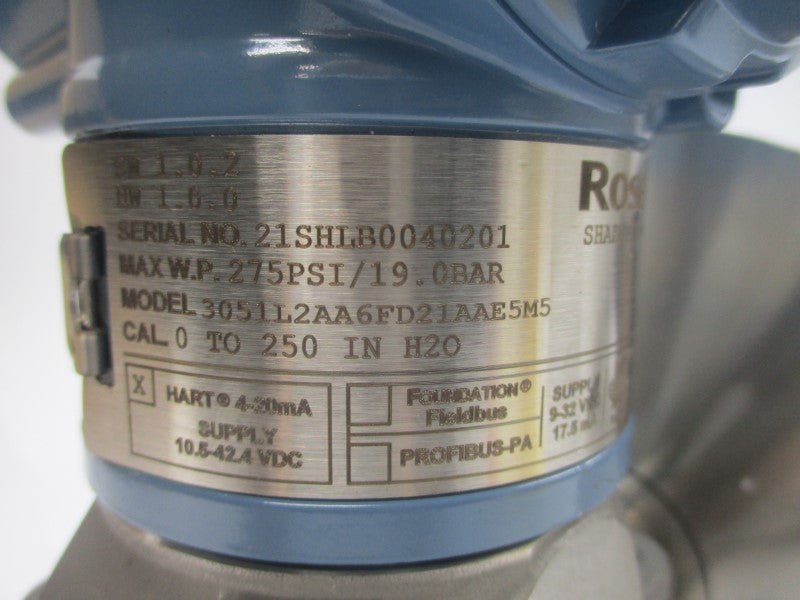 ROSEMOUNT 3051L2AA6FD21AAE5M5 10.5-42.4VDC 275PSI NSMP
