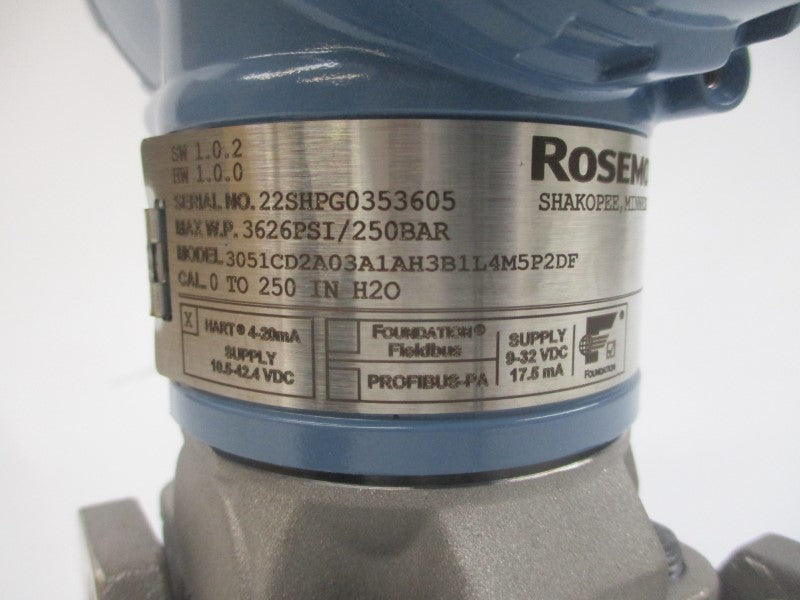 ROSEMOUNT 3051CD2A03A1AH3B1L4M5P2DF 10.5-42.4VDC 3626PSI NSMP