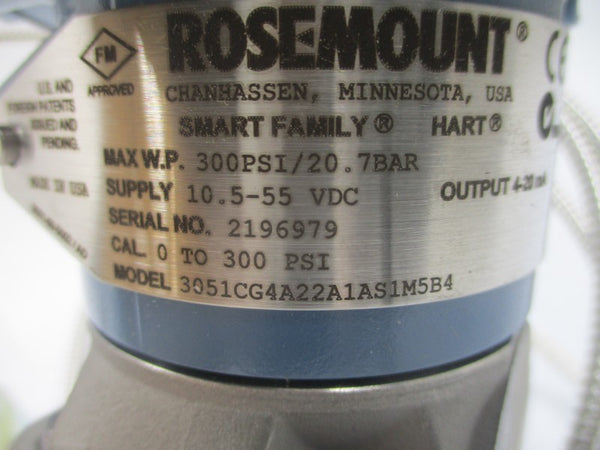 ROSEMOUNT 3051CG4A22A1AS1M5B4 10.5-55VDC 300PSI NSMP