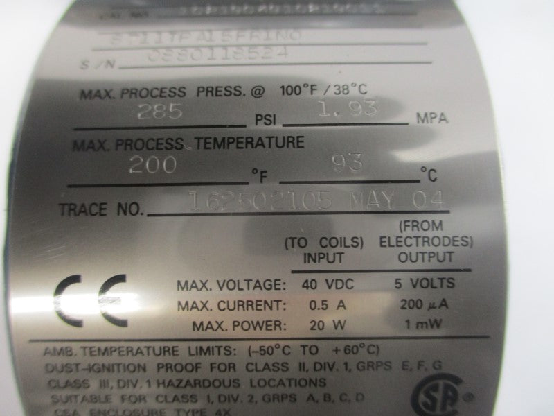 ROSEMOUNT 8711TPA15FR1N0 40VDC 0.5A 285PSI NSNP