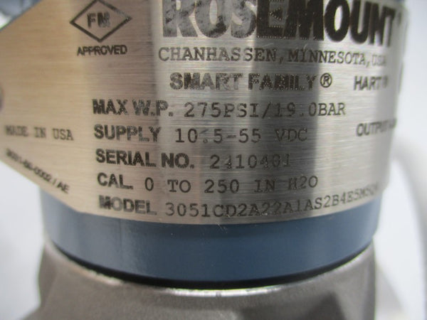 ROSEMOUNT 3051CD2A22A1AS2B4E5M5Q4 10.5-55VDC 275PSI NSMP