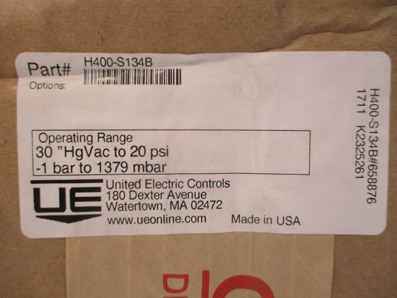 UNITED ELECTRIC H400-S134B 30"HGVAC-20PSI NSFS