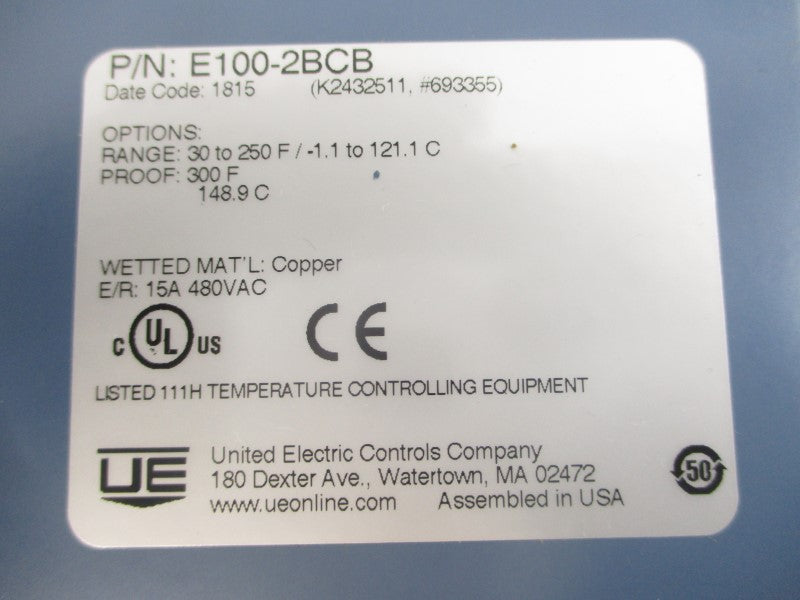 UNITED ELECTRIC E100-2BCB 480VAC 15A NSMP