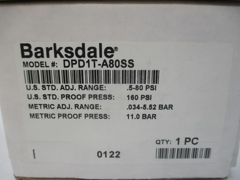 BARKSDALE DPD1T-A80SS 600VAC 10A .5-80PSI NSMP
