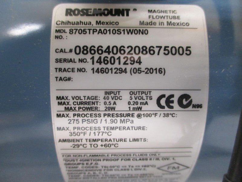 ROSEMOUNT 8705TPA010S1W0N0 40VDC 0.5A 275PSI NSMP