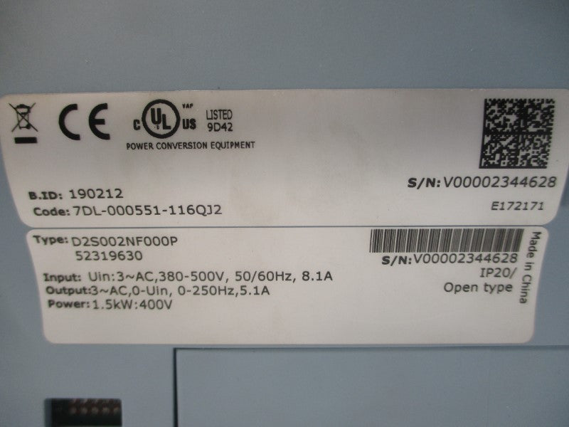 KONE CRANES D2S002NF1000 380-500VAC 8.1A NSMP