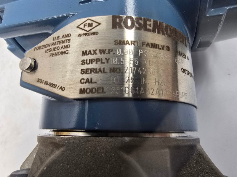 ROSEMOUNT 3051CD1A22A1AB4M5 10.5-55VDC 0.90PSI NSMP
