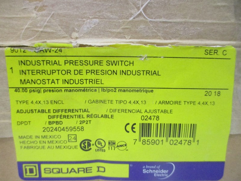 SQUARE D 9012GAW-24 SER. C 1.5-75PSI NSMP